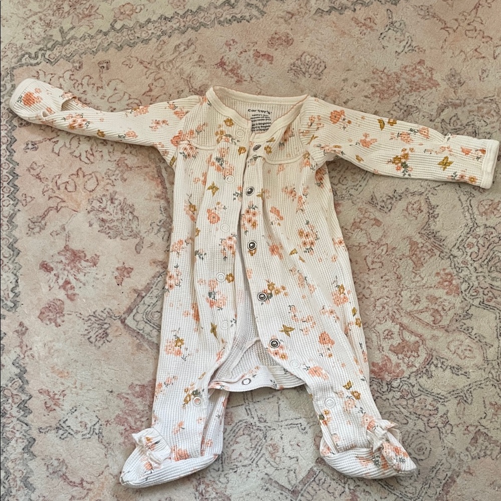 Carter's Floral Footie - Cream and Pink